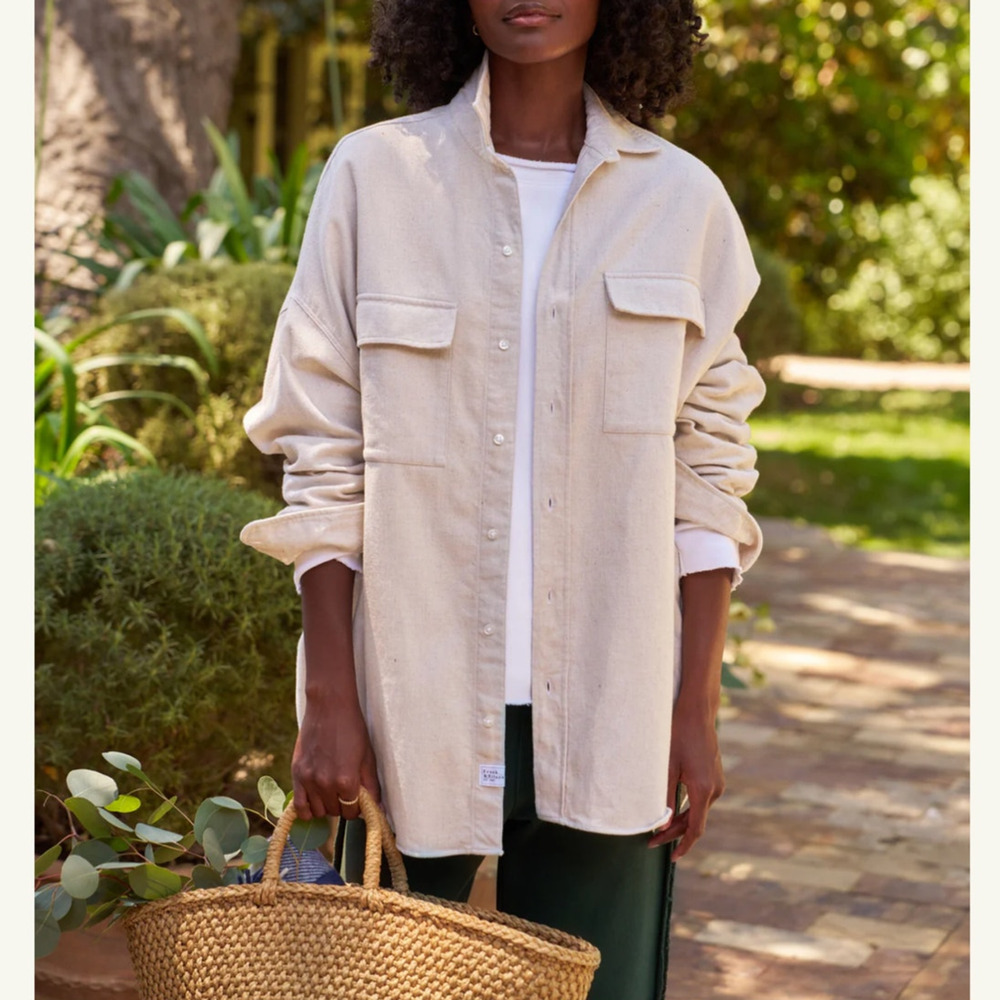 Frank & Eileen McLoghlin Utility Jacket Natural Size XS Small Italian Cotton